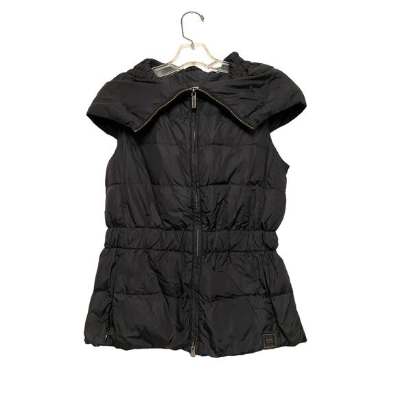 ADD Down Quilted Puffer Hooded Goose Vest Women Size US‎ 4 IT 42 Black Italy Zip - Picture 1 of 9